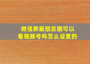 微信屏蔽朋友圈可以看视频号吗怎么设置的