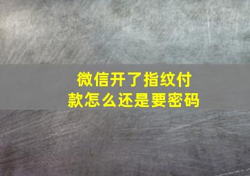 微信开了指纹付款怎么还是要密码