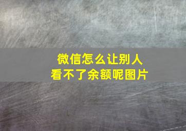 微信怎么让别人看不了余额呢图片