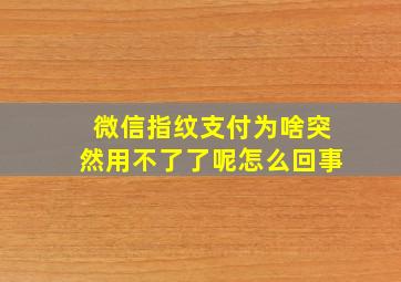 微信指纹支付为啥突然用不了了呢怎么回事