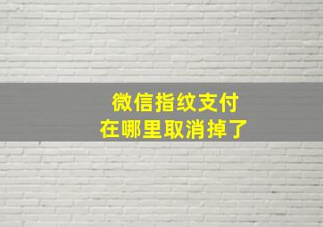 微信指纹支付在哪里取消掉了