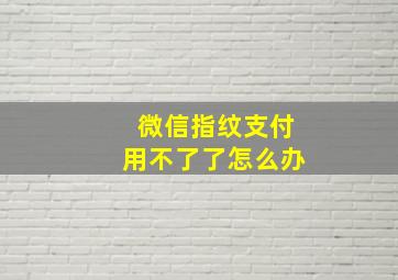 微信指纹支付用不了了怎么办