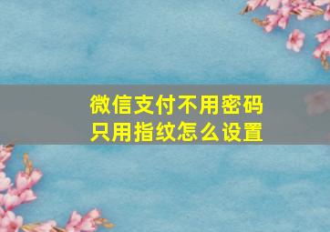 微信支付不用密码只用指纹怎么设置