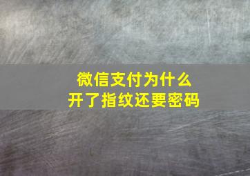 微信支付为什么开了指纹还要密码