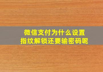 微信支付为什么设置指纹解锁还要输密码呢