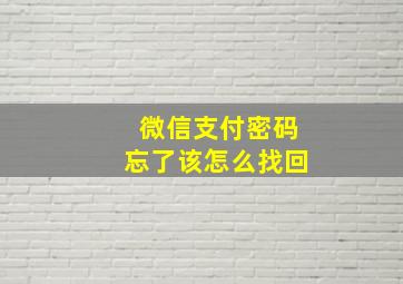 微信支付密码忘了该怎么找回