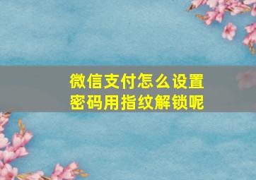 微信支付怎么设置密码用指纹解锁呢