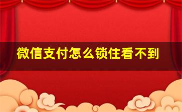 微信支付怎么锁住看不到