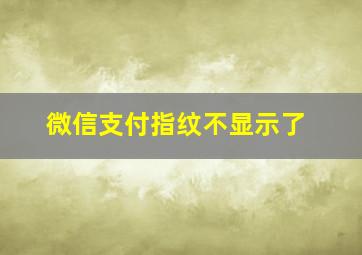 微信支付指纹不显示了