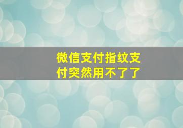 微信支付指纹支付突然用不了了