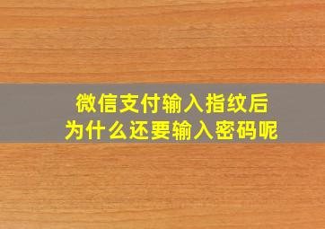 微信支付输入指纹后为什么还要输入密码呢