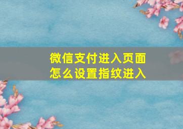 微信支付进入页面怎么设置指纹进入