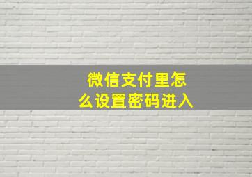 微信支付里怎么设置密码进入