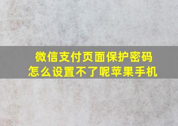 微信支付页面保护密码怎么设置不了呢苹果手机