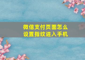 微信支付页面怎么设置指纹进入手机