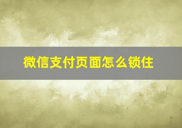 微信支付页面怎么锁住