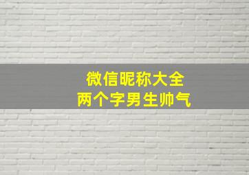 微信昵称大全两个字男生帅气