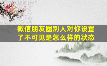 微信朋友圈别人对你设置了不可见是怎么样的状态