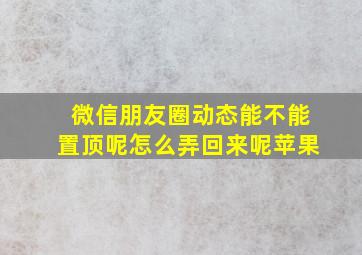 微信朋友圈动态能不能置顶呢怎么弄回来呢苹果