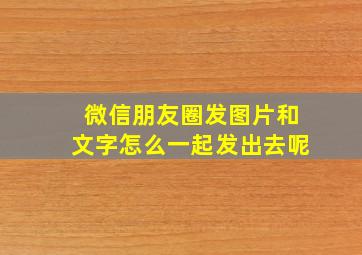 微信朋友圈发图片和文字怎么一起发出去呢