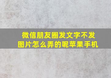 微信朋友圈发文字不发图片怎么弄的呢苹果手机