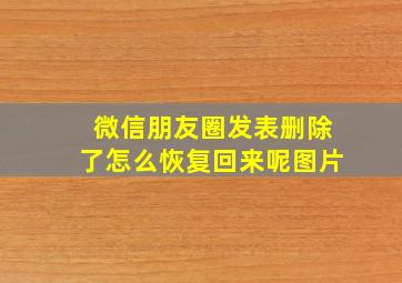 微信朋友圈发表删除了怎么恢复回来呢图片