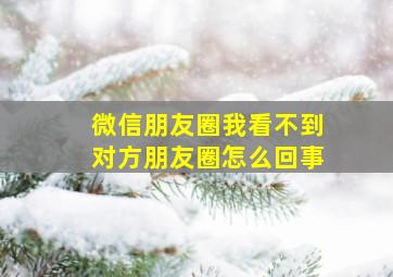 微信朋友圈我看不到对方朋友圈怎么回事