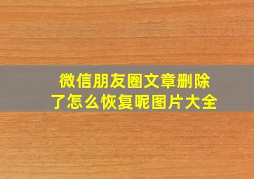 微信朋友圈文章删除了怎么恢复呢图片大全