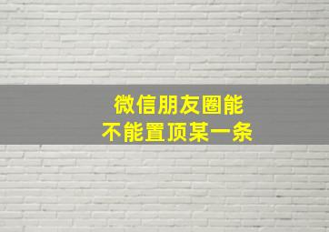 微信朋友圈能不能置顶某一条