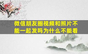 微信朋友圈视频和照片不能一起发吗为什么不能看