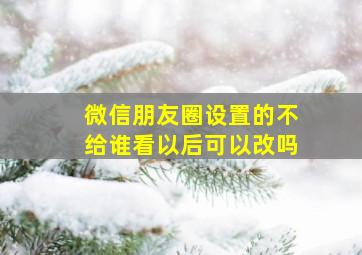 微信朋友圈设置的不给谁看以后可以改吗