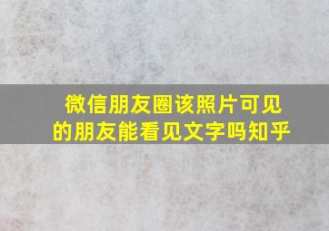 微信朋友圈该照片可见的朋友能看见文字吗知乎