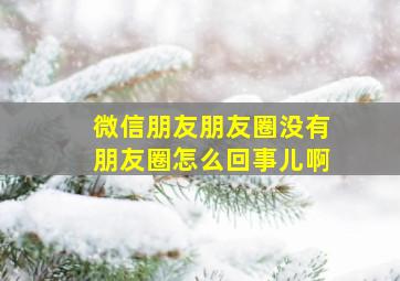 微信朋友朋友圈没有朋友圈怎么回事儿啊