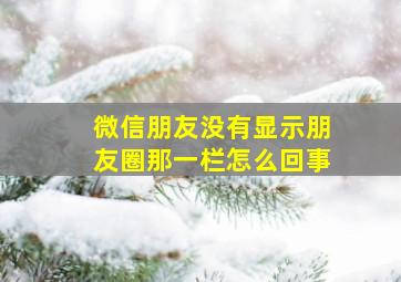 微信朋友没有显示朋友圈那一栏怎么回事