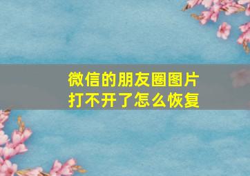 微信的朋友圈图片打不开了怎么恢复