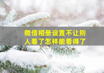 微信相册设置不让别人看了怎样能看得了