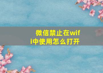 微信禁止在wifi中使用怎么打开