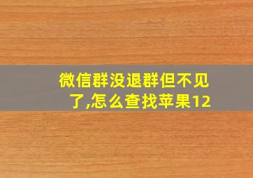 微信群没退群但不见了,怎么查找苹果12