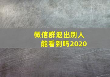 微信群退出别人能看到吗2020