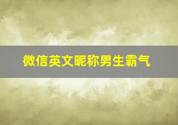 微信英文昵称男生霸气