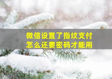 微信设置了指纹支付怎么还要密码才能用