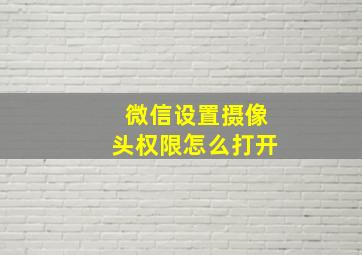 微信设置摄像头权限怎么打开