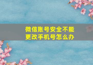 微信账号安全不能更改手机号怎么办