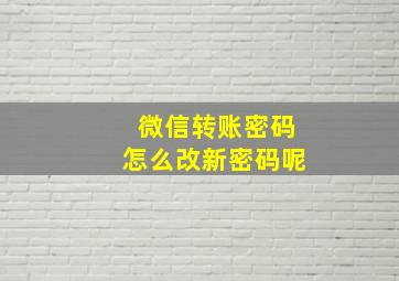 微信转账密码怎么改新密码呢