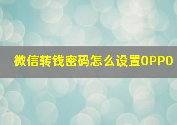 微信转钱密码怎么设置0PP0