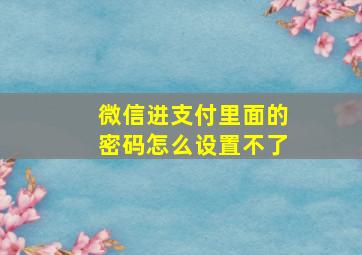 微信进支付里面的密码怎么设置不了