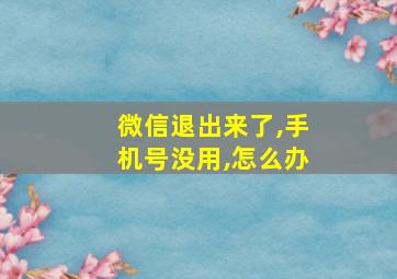 微信退出来了,手机号没用,怎么办