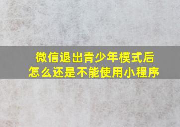 微信退出青少年模式后怎么还是不能使用小程序