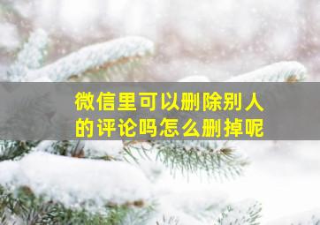 微信里可以删除别人的评论吗怎么删掉呢