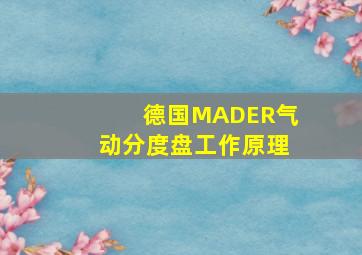 德国MADER气动分度盘工作原理